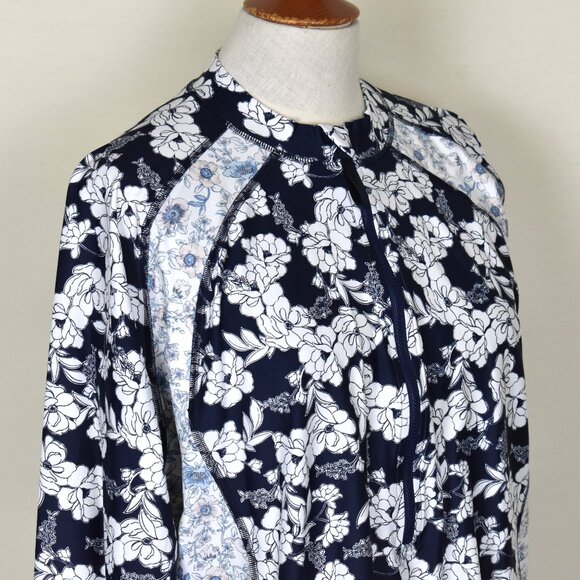 J.CREW Top 3X Floral Print Long Sleeve 1/2 Zip Front Machine Wash - Picture 2 of 6